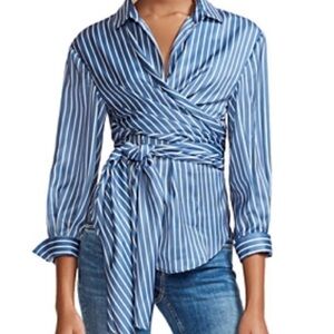 Maje Cosa Striped Wrap Front Blouse, Size 2